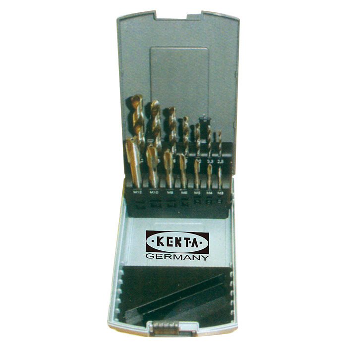 KENTA 14件套高速钢螺尖丝锥钻头组套  1套 06113836 M3-M12