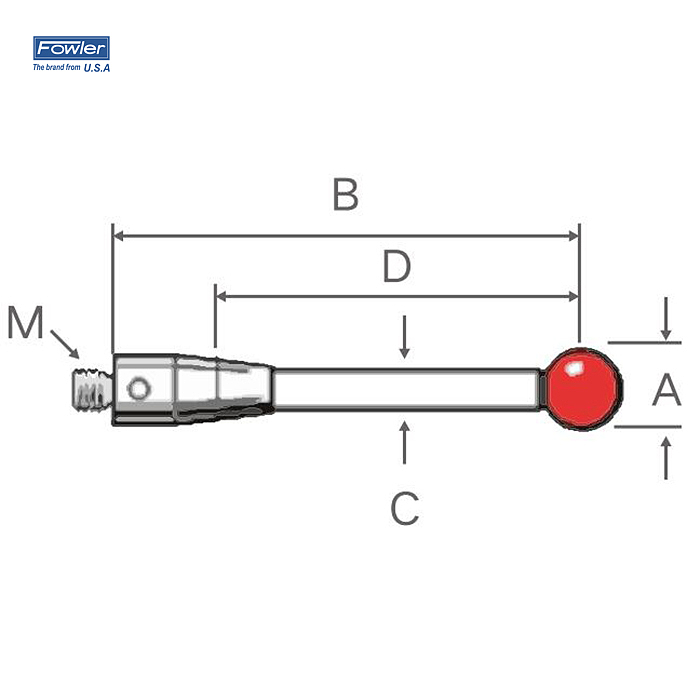 FOWLER 银质钢球柱形测针 54-404-355
