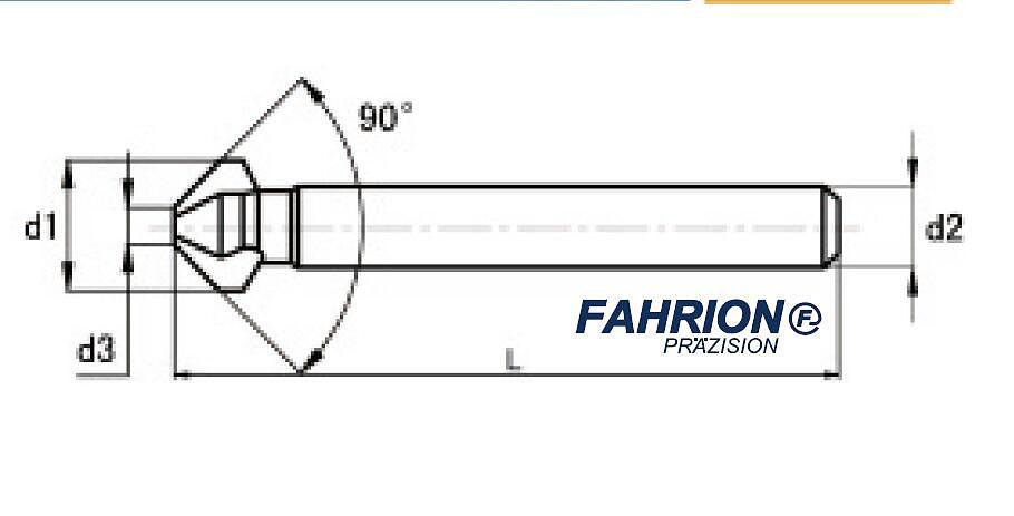 FAHRION 90°高速钢三刃锪钻 776-02500A