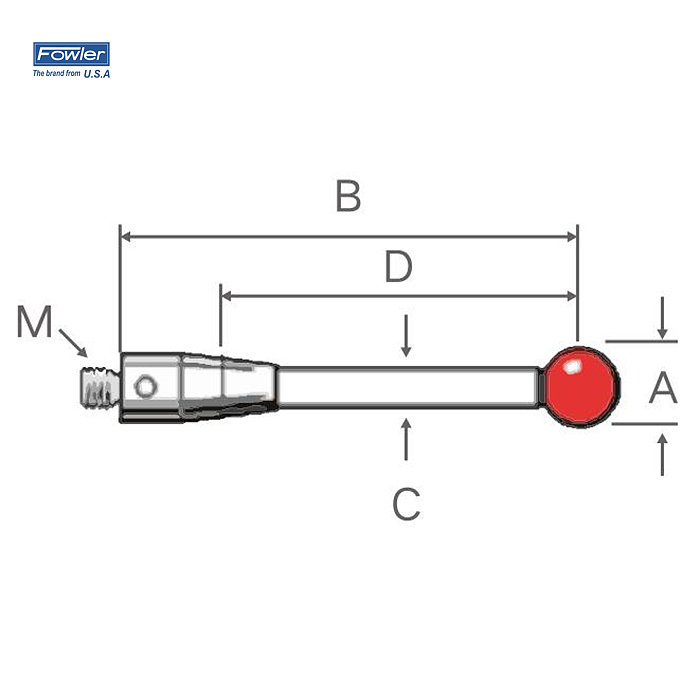 FOWLER 红宝石球测针(碳纤维测杆) 54-404-458