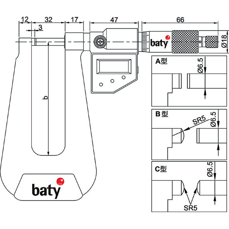 BATY 深弓架千分尺 BT2-300-409