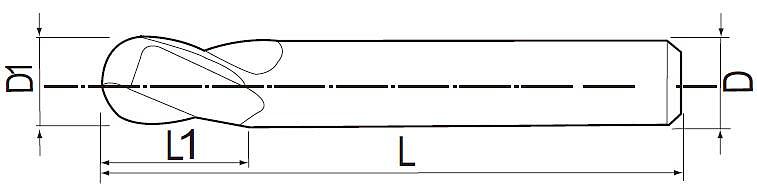 EXACT 整体硬质合金2刃球头铣刀 06663-096