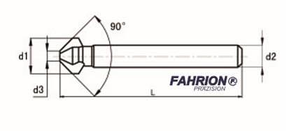 FAHRION 90°高速钢三刃锪钻 776-00630A/1