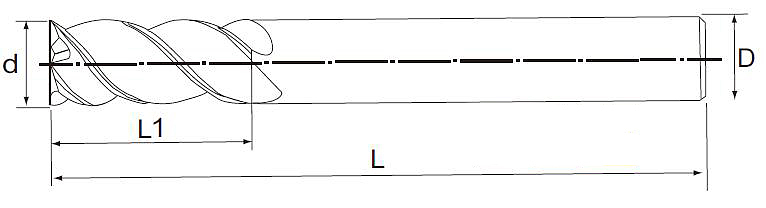 EXACT 整体硬质合金四刃不等螺旋直柄立铣刀(标刃) 06661-826