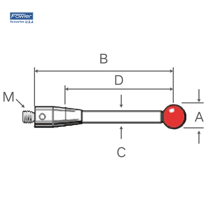 FOWLER 红宝石球测针(碳纤维测杆) 54-404-503
