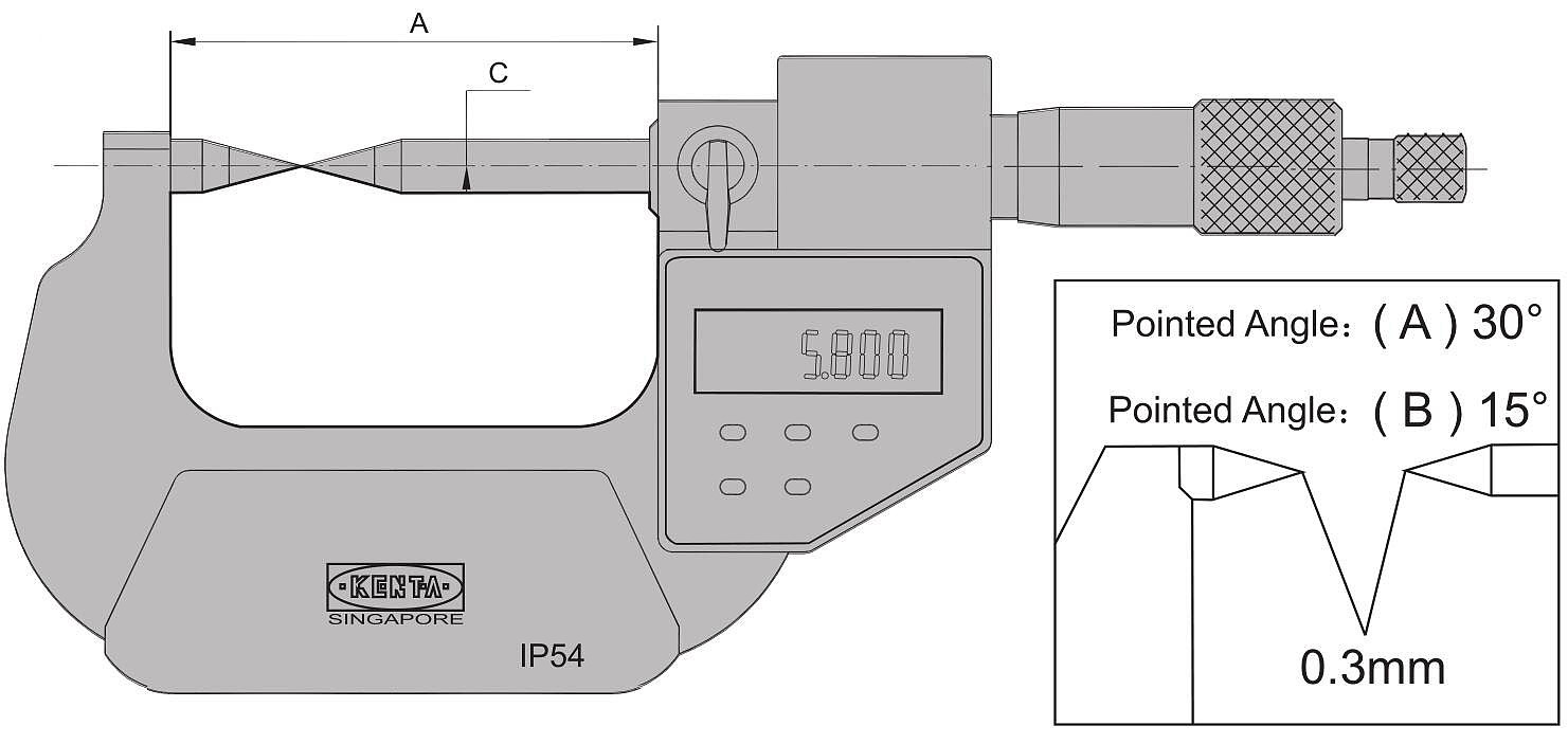 KENTA 数显尖头外径千分尺 KT5-230-592