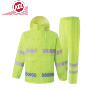 KCL 高亮达标反光条+小方格印刷反光条雨衣 荧光黄 XL