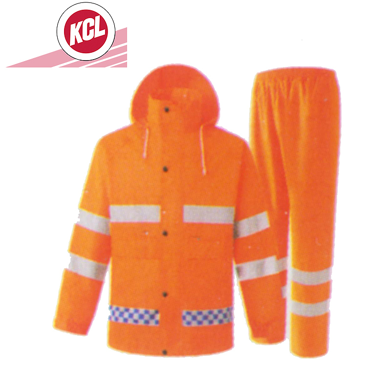 KCL 高亮达标反光条+小方格印刷反光条雨衣 荧光红 M SL16-100-296