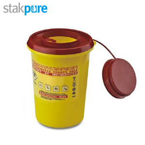 STAKPURE 医疗废物利器盒一次性黄色医用针筒锐器诊所用圆形方形针头垃圾桶 11*8.5*15cm