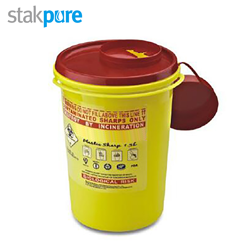 STAKPURE 医疗废物利器盒一次性黄色医用针筒锐器诊所用圆形方形针头垃圾桶 14*11*15cm SR5T349