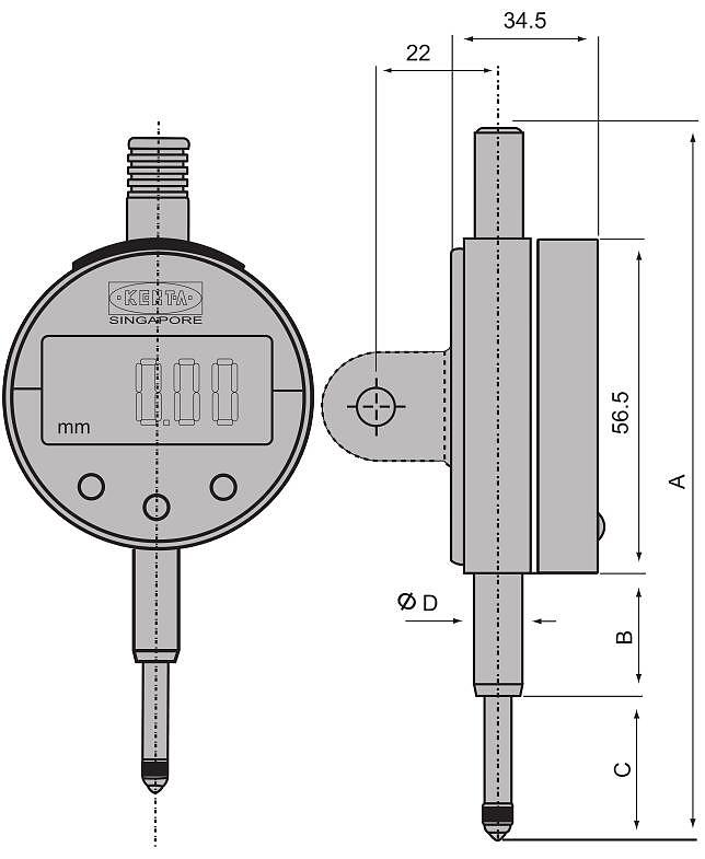 KENTA 数显百分表 00 0~25mm 1个 5466001