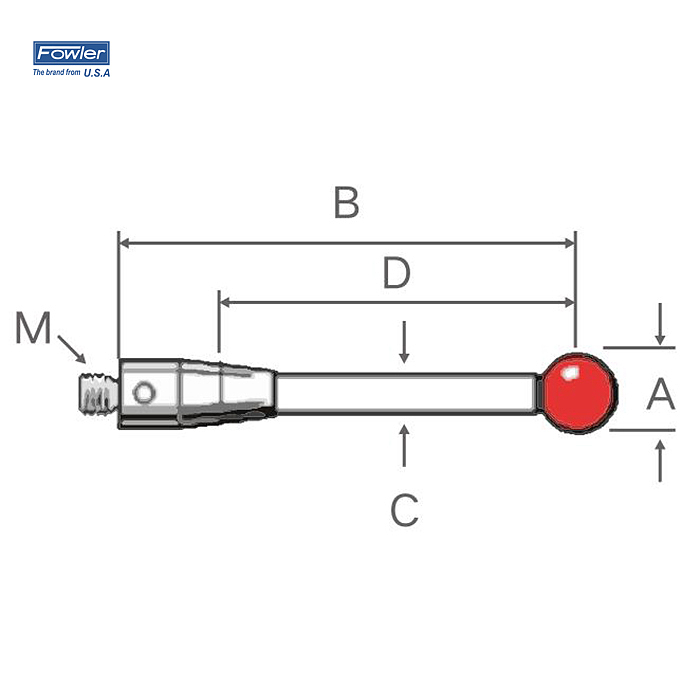 FOWLER 红宝石球测针(碳纤维测杆) 54-404-492