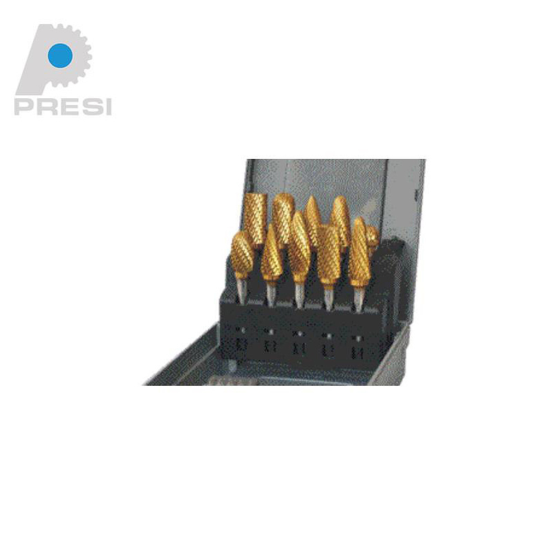 PRESI 10支套硬质合金旋转锉组合套装(6mm柄/双切齿) TP3-402-282