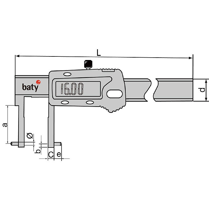 BATY 圆柱头型内沟槽数显卡尺 BT6-100-32