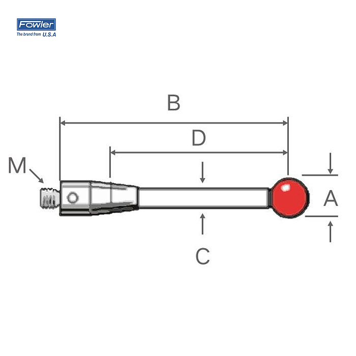 FOWLER 红宝石球测针(不锈钢测杆) 54-404-367