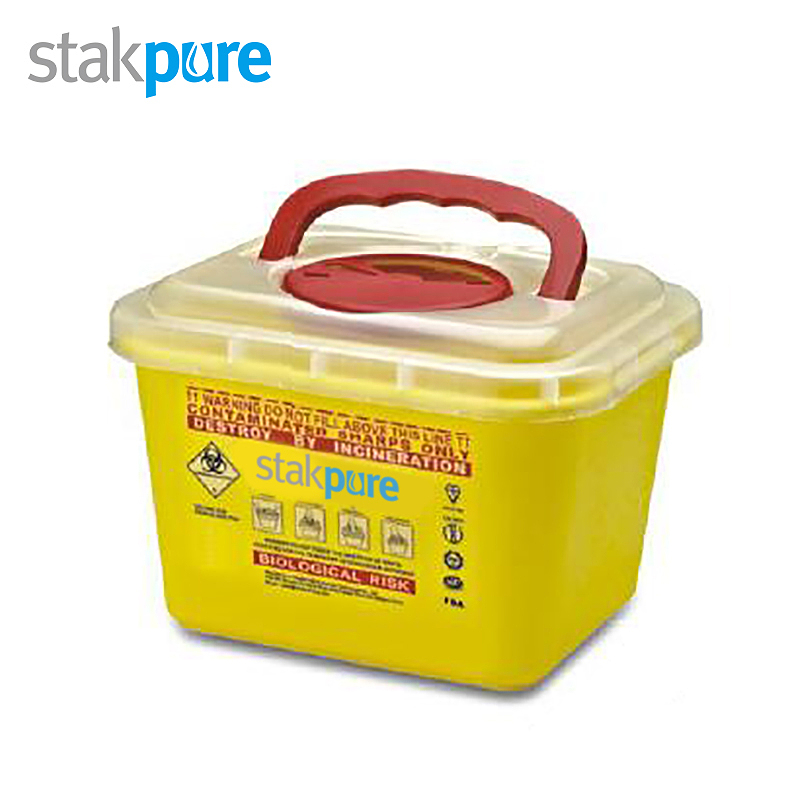 STAKPURE 医疗废物利器盒一次性黄色医用针筒锐器诊所用圆形方形针头垃圾桶 24.5*20*16.5cm SR5T351