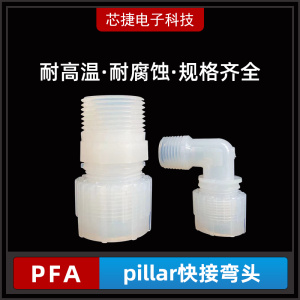 国产 pfa外丝弯头外牙扩口直接PFA外丝直通耐强酸腐蚀四氟管接头连接件