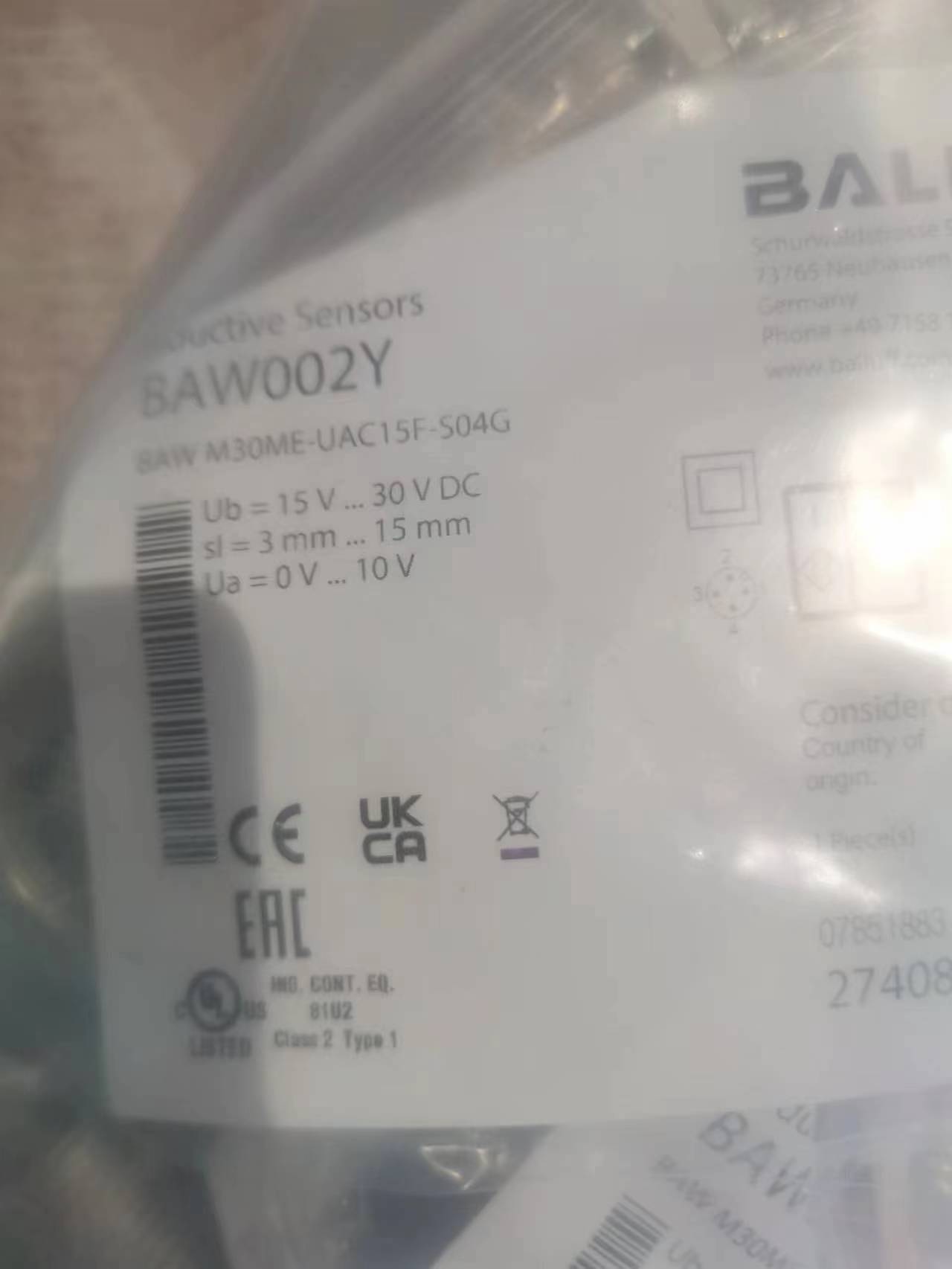 BALLUFF 传感器 BAW002Y