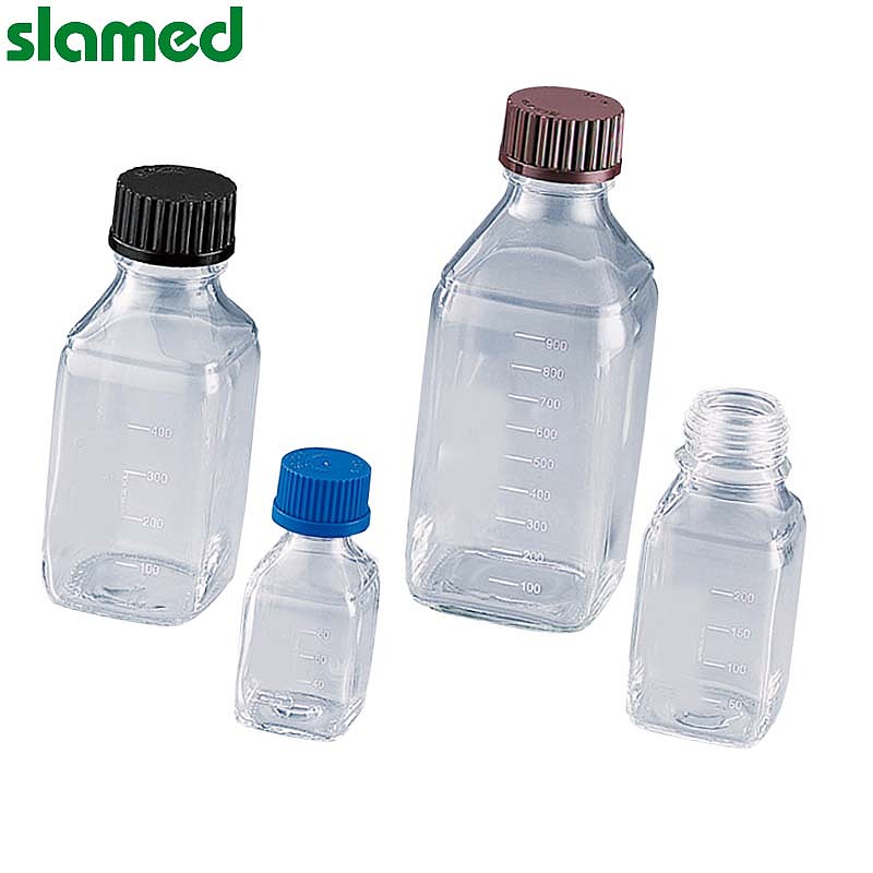 SLAMED 方形白色螺口玻璃瓶带红盖 250ml SD7-110-701