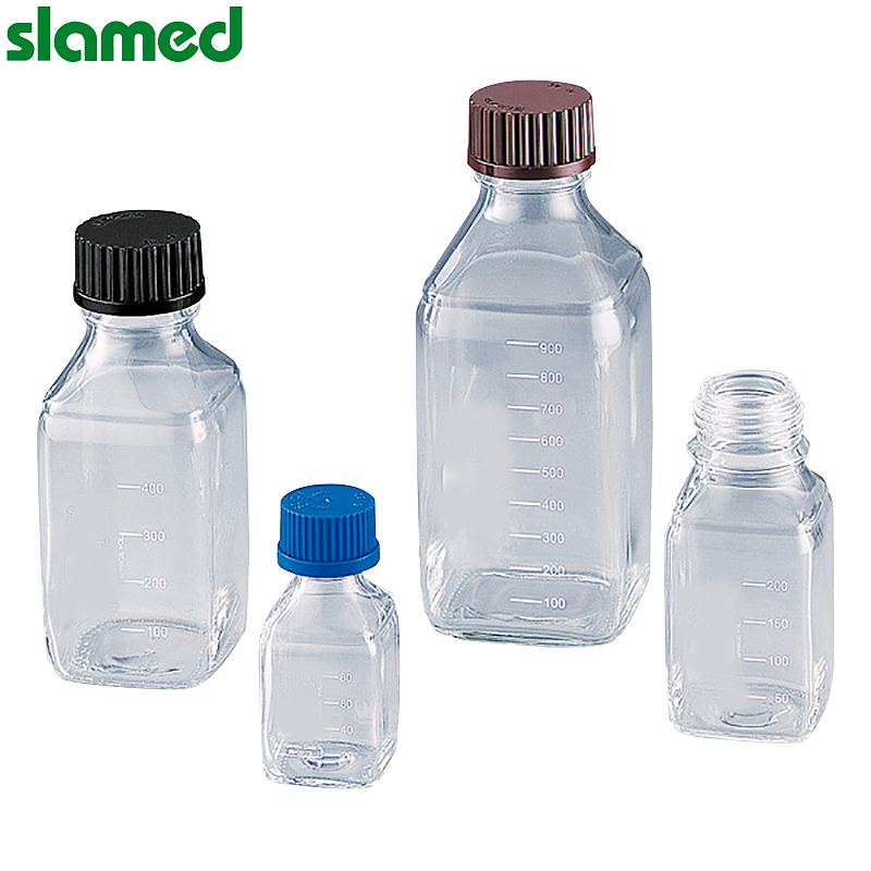 SLAMED 方形白色螺口玻璃瓶带蓝盖 250ml SD7-110-697