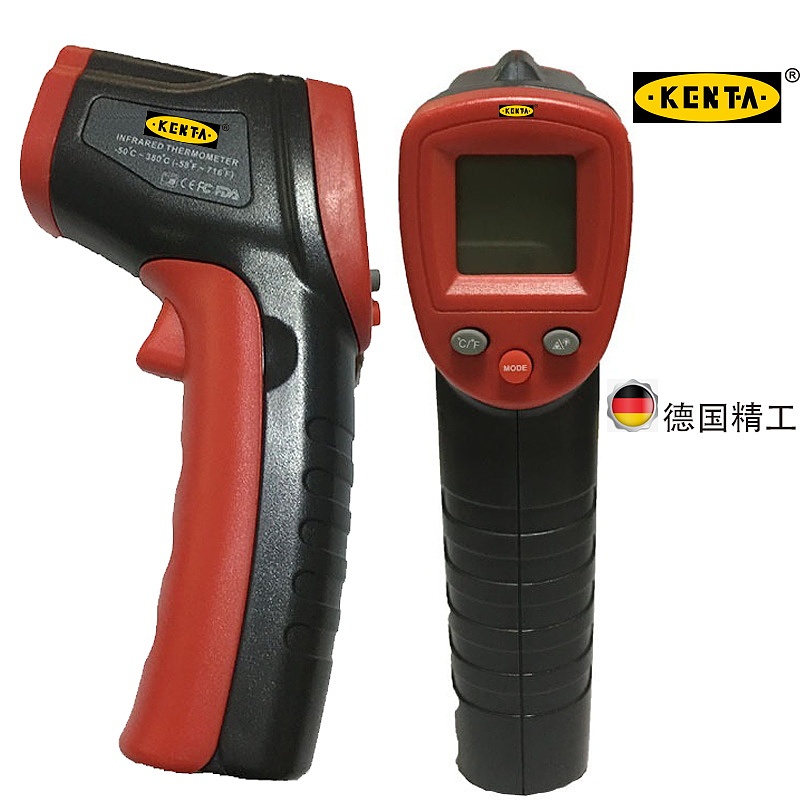 KENTA 数显红外线测温仪检测器高精度工业温度计厨房手持油温枪 KT95-117-160