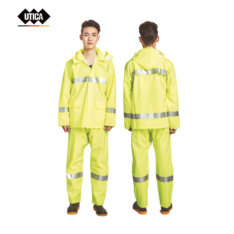 UTICA 工矿防洪专用荧光绿针织布雨衣 GE80-502-760