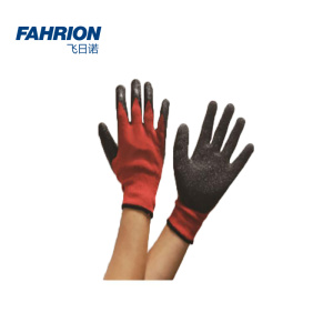 FAHRION 10针粗涤棉拉绒纱线黑色乳胶皱纹手套