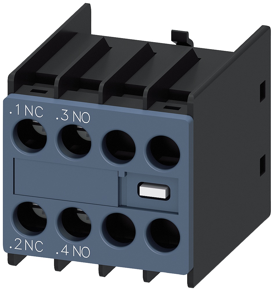 SIEMENS AUX. 开关组，1 NO + 1 NC 用于电机接触器和 接触器继电器， 调节路径：1 NC，1 3RH6911-1HA11