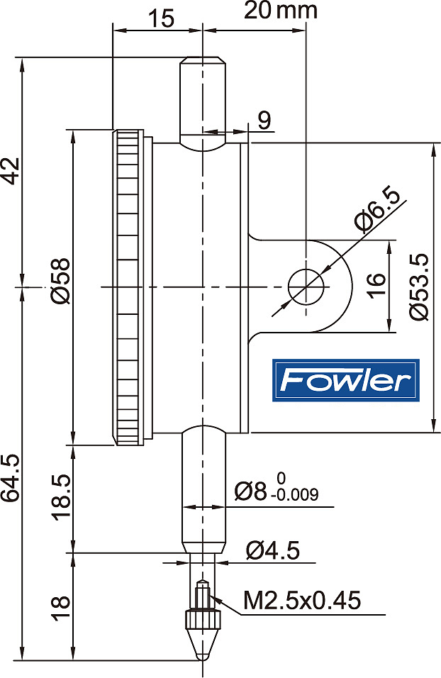 FOWLER 单转百分表 54-523-270